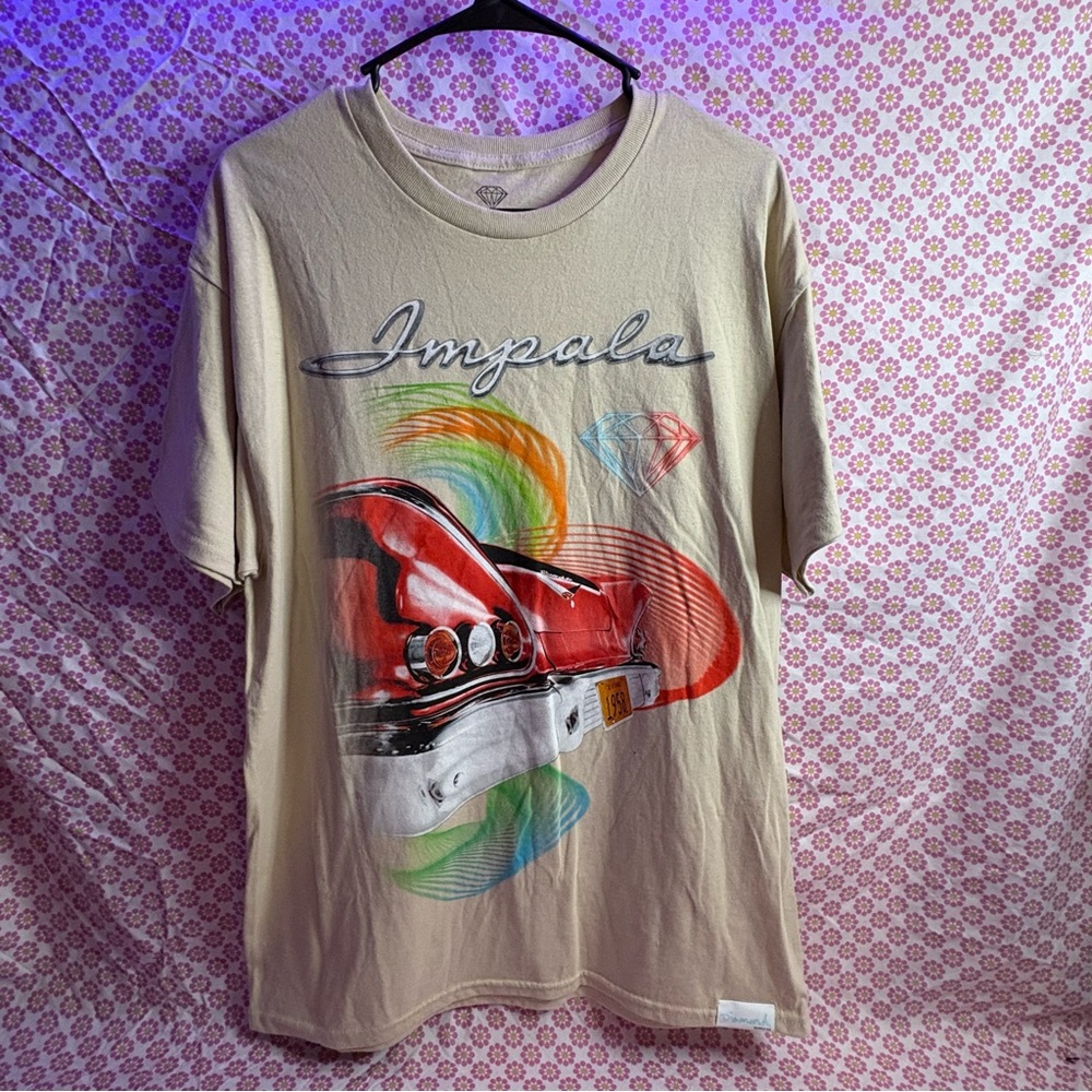 Diamond Supply Co. Impala T-Shirt Large‎ Tan Lowrider Car Graphic Streetwear